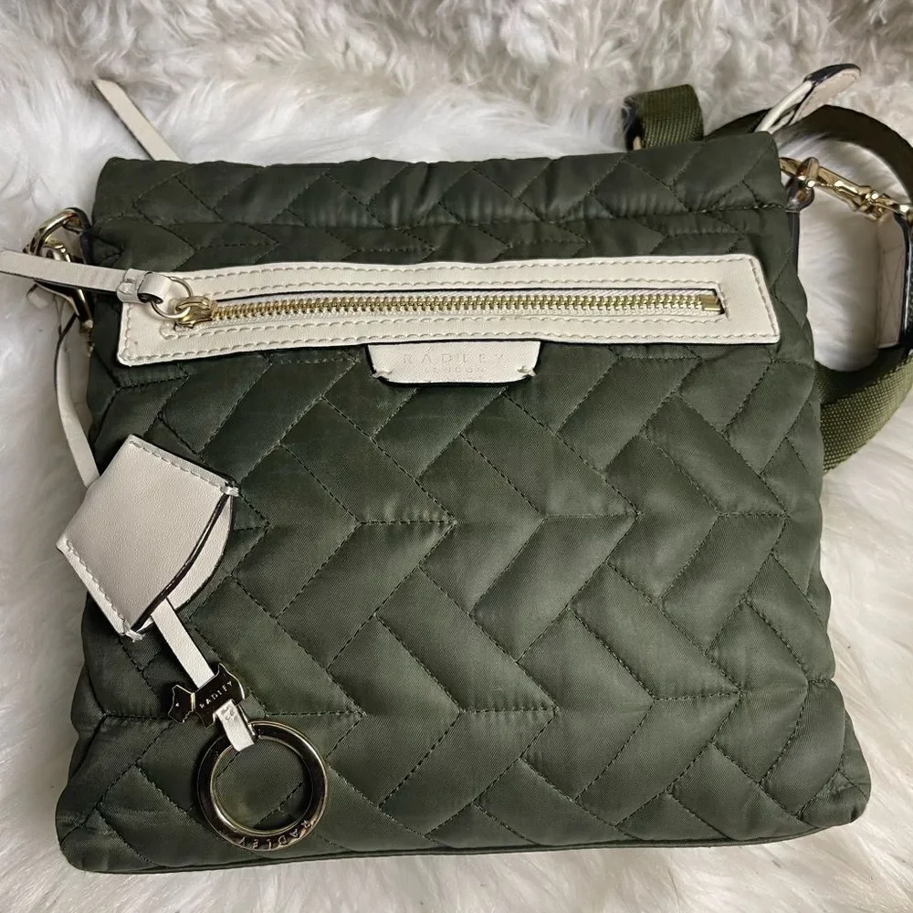 Radley London  Finsbury Park Fabric olive green Quilted Small Crossbody Bag